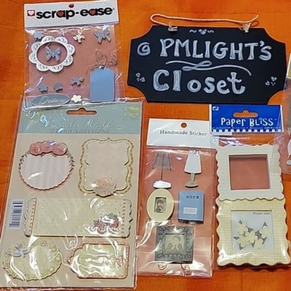 Scrapbook Sticker Lot New 4 pkgs Neutral Floral Metal